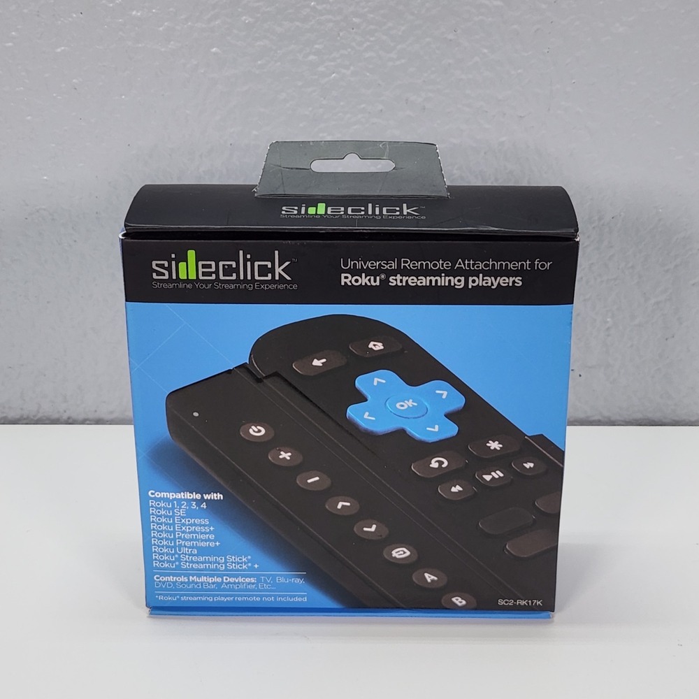 Sideclick Remote Attachment Roku OS Black New SC2-RK17K Universal IR Learning